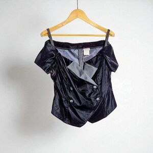 Elegant Styleworks Sz 16 Black Velvet Off-Shoulder Top